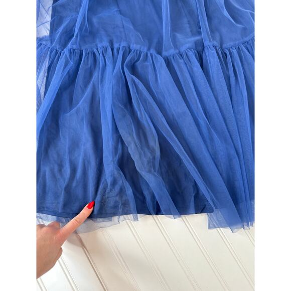 NWT Lulus Chic Spectacle Navy 3D Applique Strapless Maxi Dress Strapless Size S - Picture 8 of 10